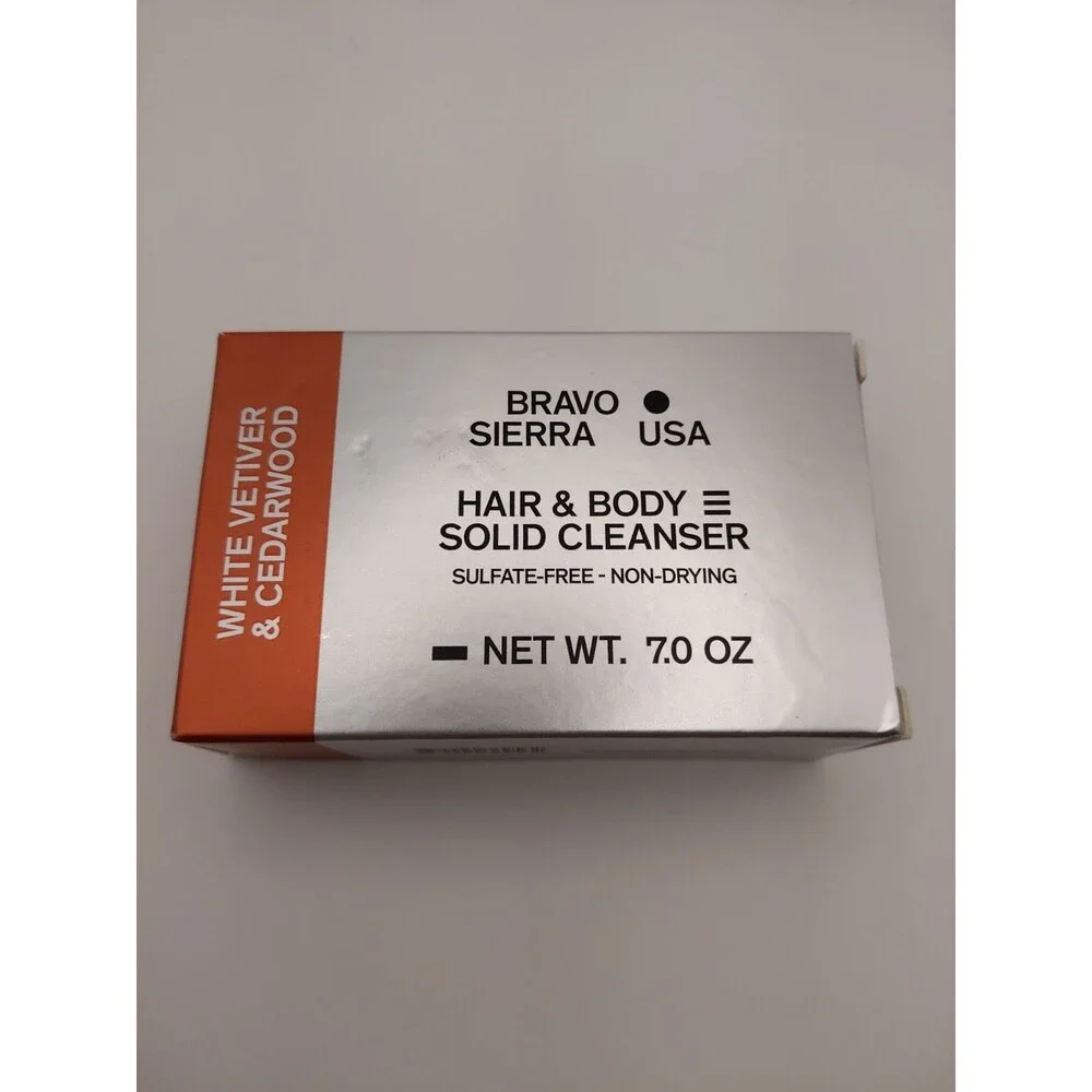 Bravo Sierra USA Hair & Body Solid Cleanser Bar White Vetiver Cedarwood 7oz NEW